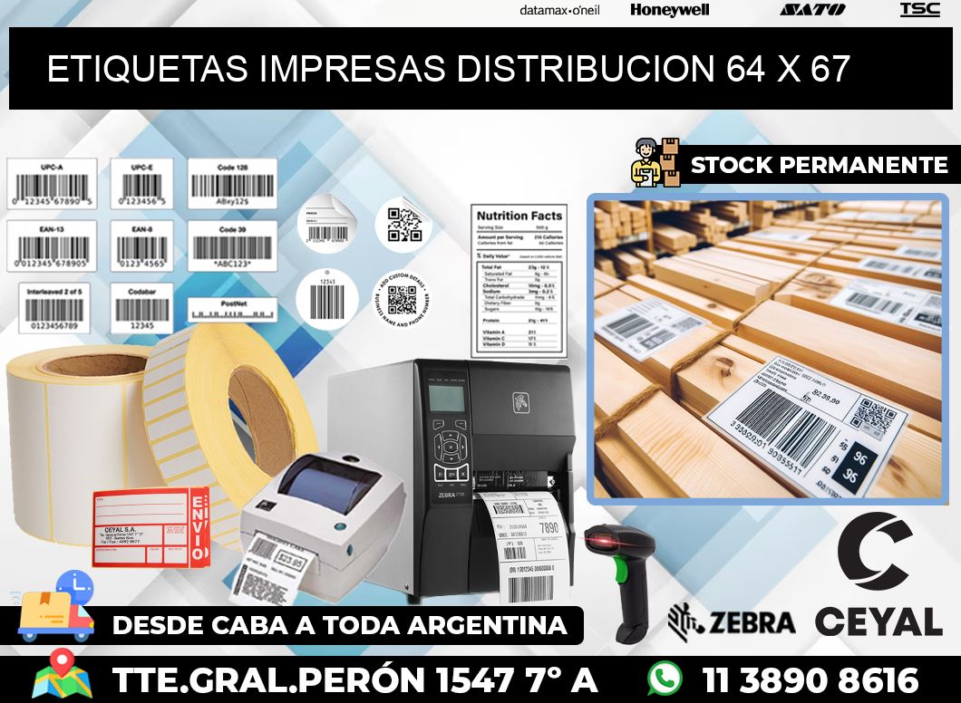 ETIQUETAS IMPRESAS DISTRIBUCION 64 x 67