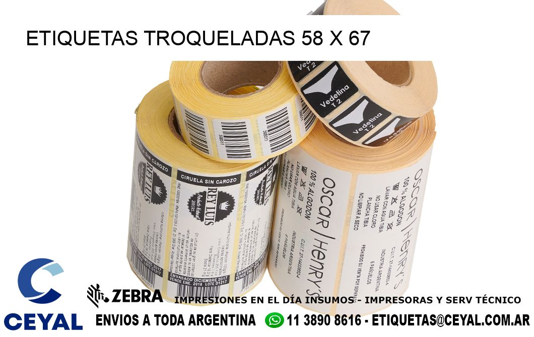 ETIQUETAS TROQUELADAS 58 x 67