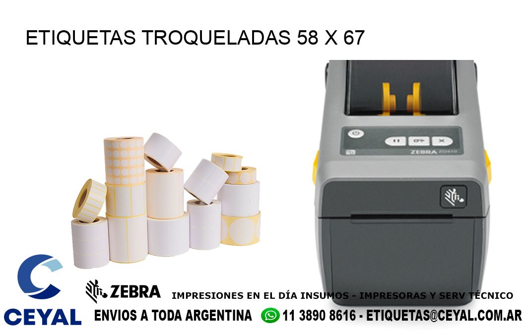 ETIQUETAS TROQUELADAS 58 x 67