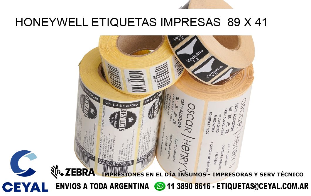 HONEYWELL ETIQUETAS IMPRESAS  89 x 41