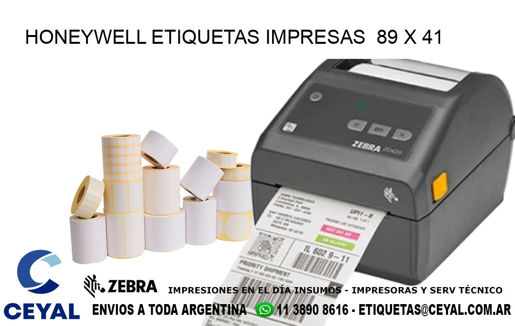 HONEYWELL ETIQUETAS IMPRESAS  89 x 41
