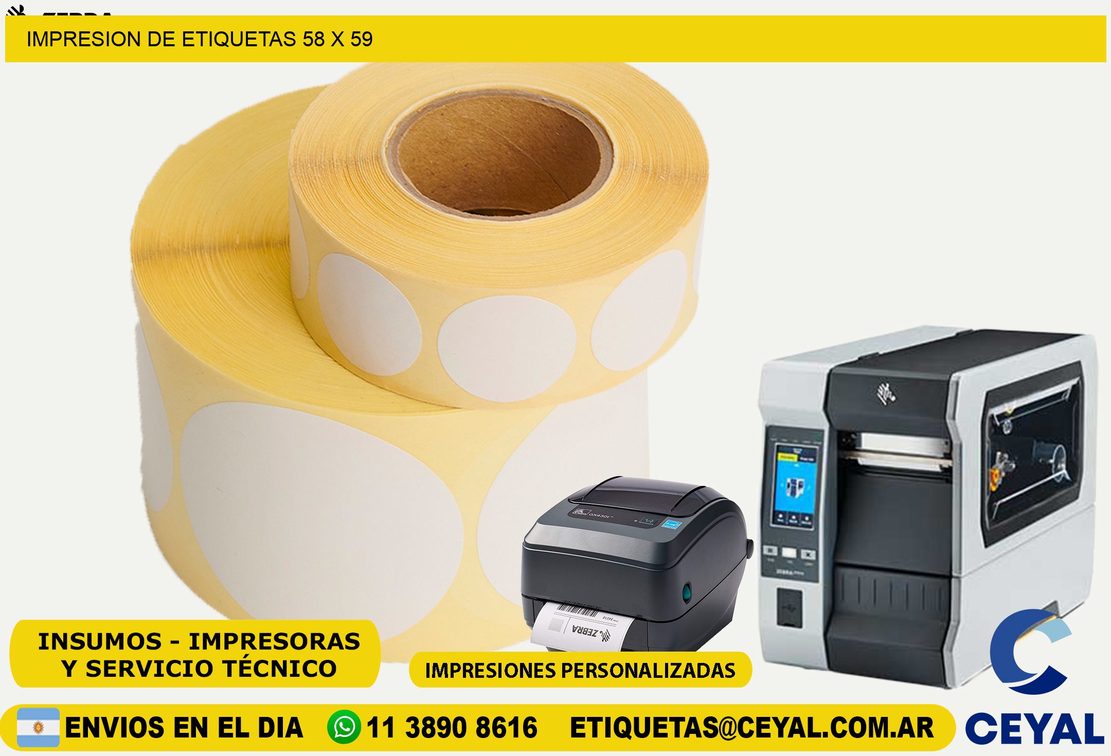 IMPRESION DE ETIQUETAS 58 x 59