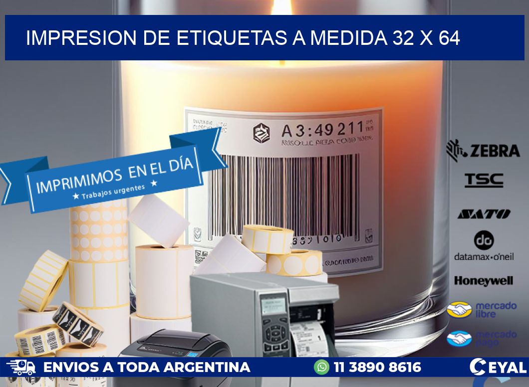 IMPRESION DE ETIQUETAS A MEDIDA 32 x 64