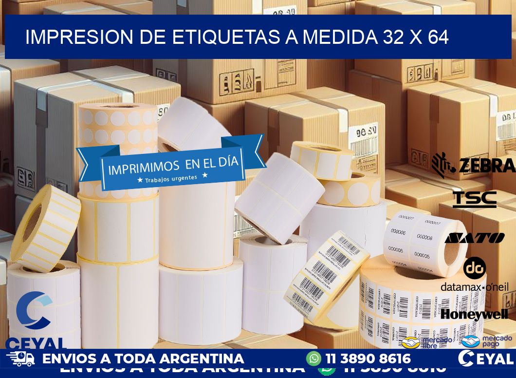 IMPRESION DE ETIQUETAS A MEDIDA 32 x 64