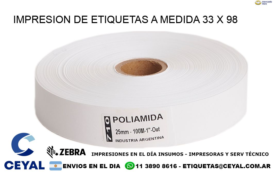 IMPRESION DE ETIQUETAS A MEDIDA 33 x 98