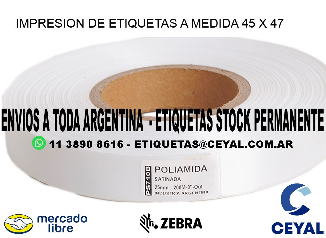 IMPRESION DE ETIQUETAS A MEDIDA 45 x 47