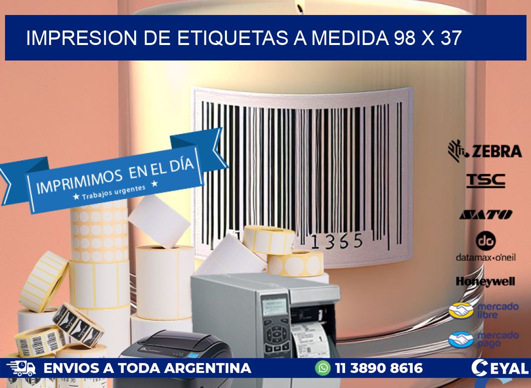 IMPRESION DE ETIQUETAS A MEDIDA 98 x 37