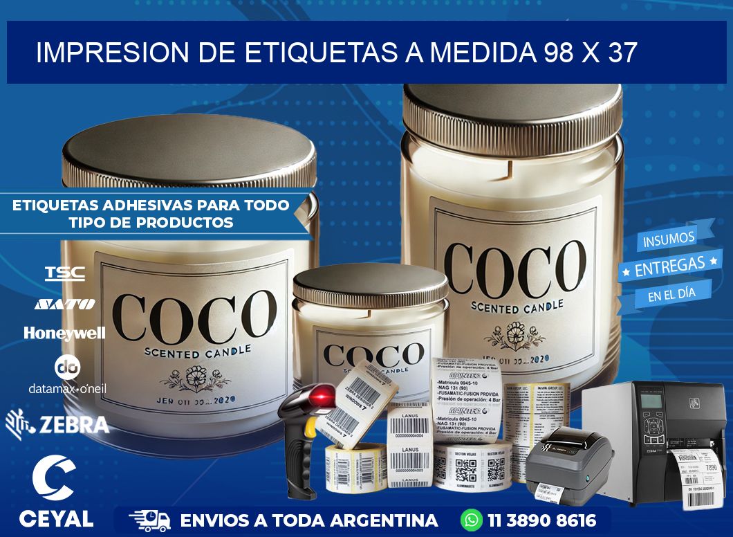 IMPRESION DE ETIQUETAS A MEDIDA 98 x 37