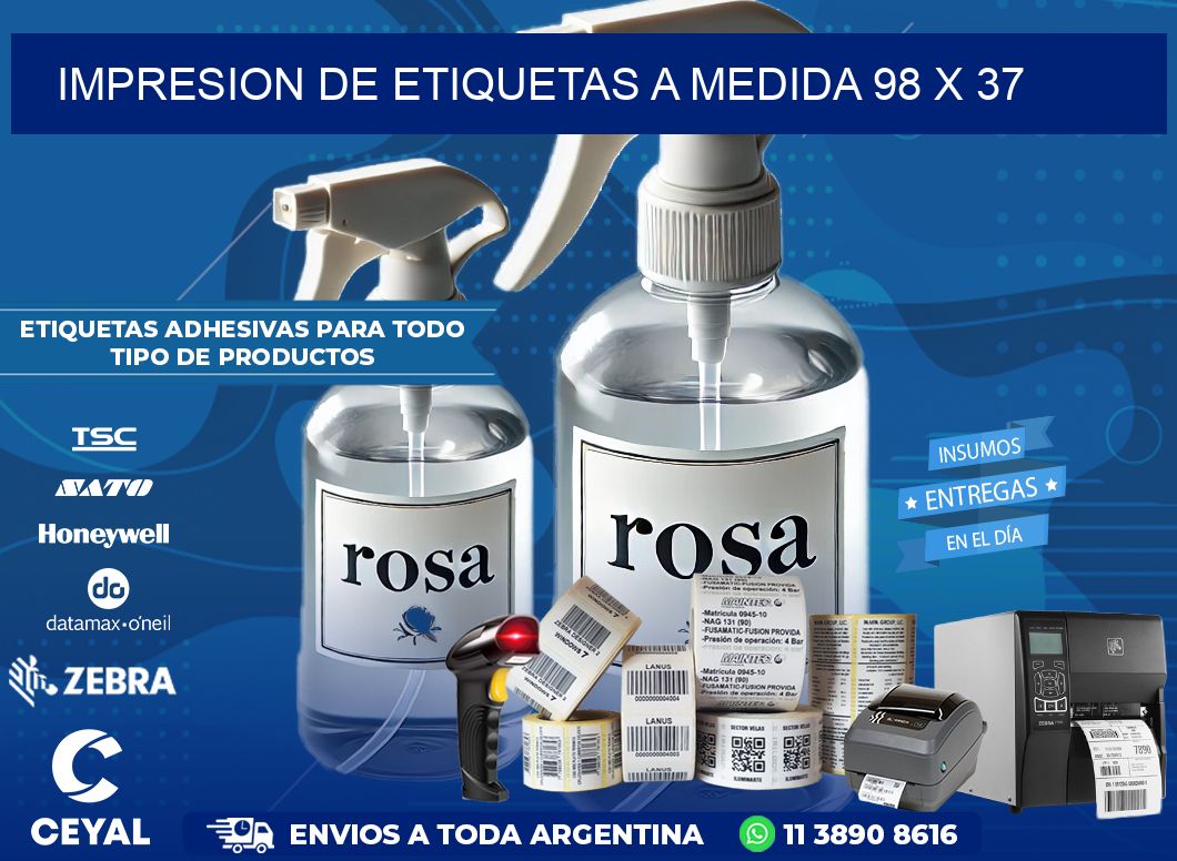 IMPRESION DE ETIQUETAS A MEDIDA 98 x 37
