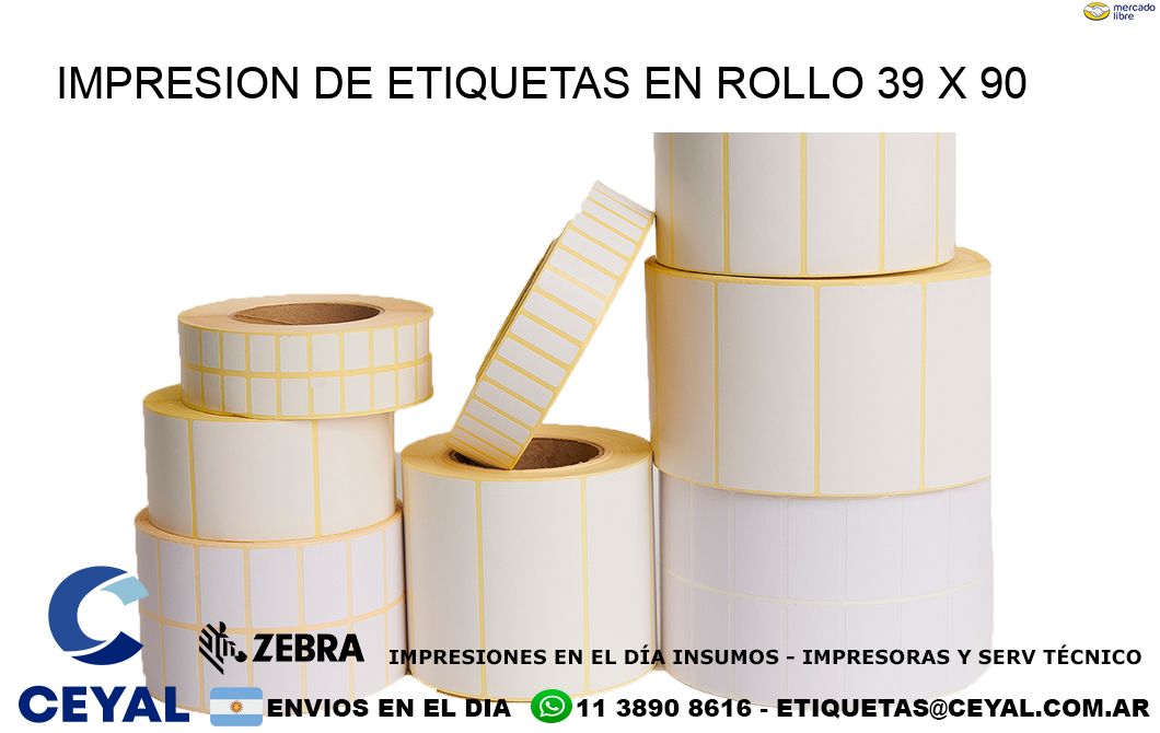 IMPRESION DE ETIQUETAS EN ROLLO 39 x 90