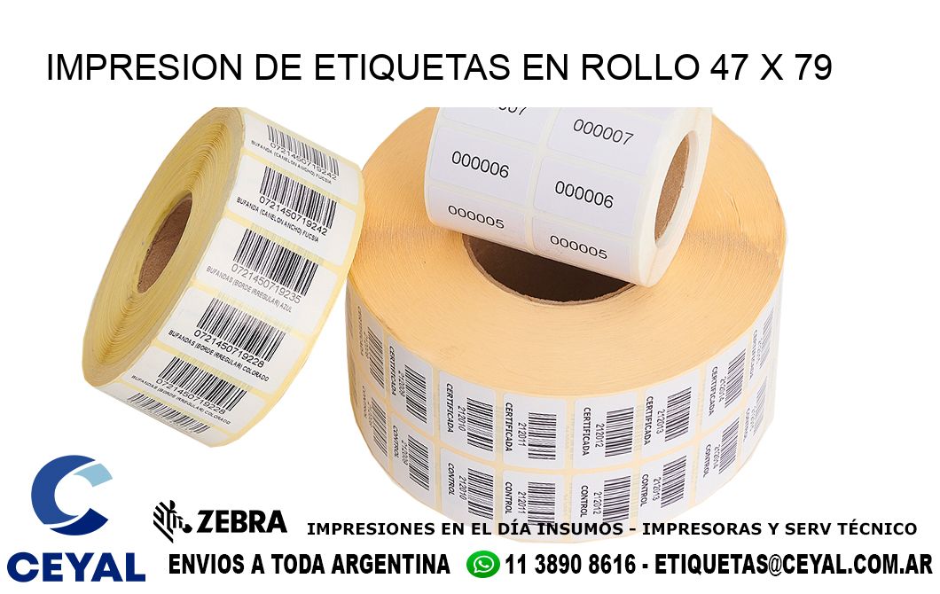 IMPRESION DE ETIQUETAS EN ROLLO 47 x 79