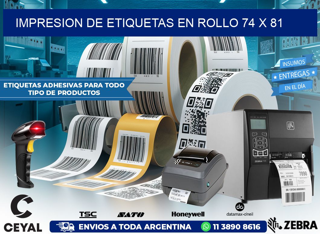IMPRESION DE ETIQUETAS EN ROLLO 74 x 81