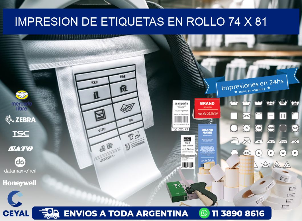 IMPRESION DE ETIQUETAS EN ROLLO 74 x 81