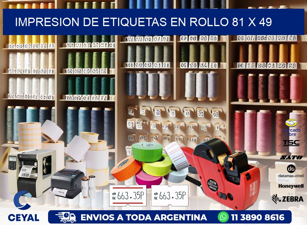 IMPRESION DE ETIQUETAS EN ROLLO 81 x 49