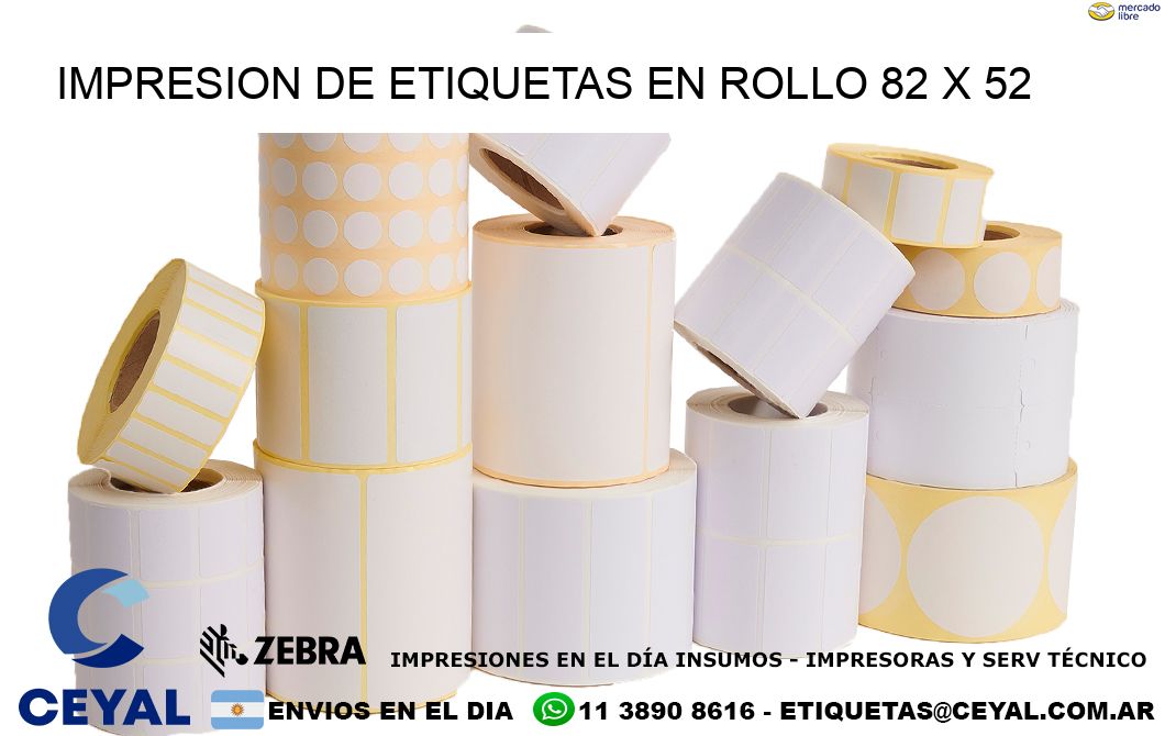 IMPRESION DE ETIQUETAS EN ROLLO 82 x 52