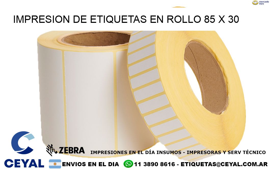 IMPRESION DE ETIQUETAS EN ROLLO 85 x 30