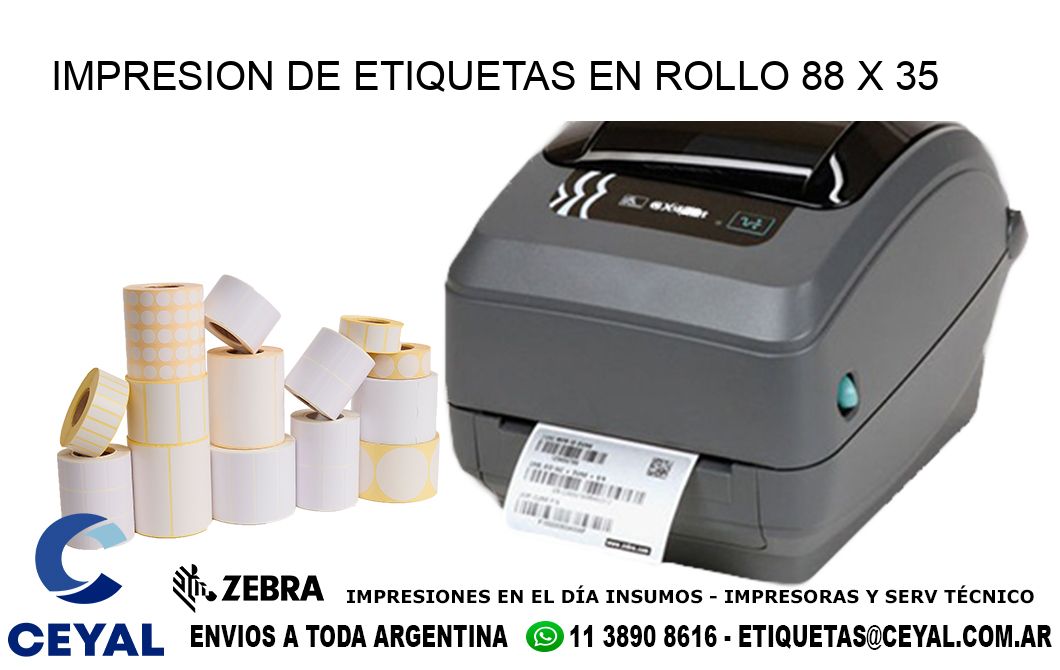 IMPRESION DE ETIQUETAS EN ROLLO 88 x 35