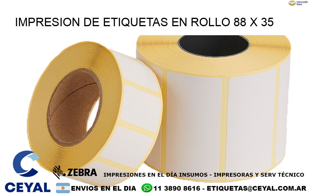 IMPRESION DE ETIQUETAS EN ROLLO 88 x 35