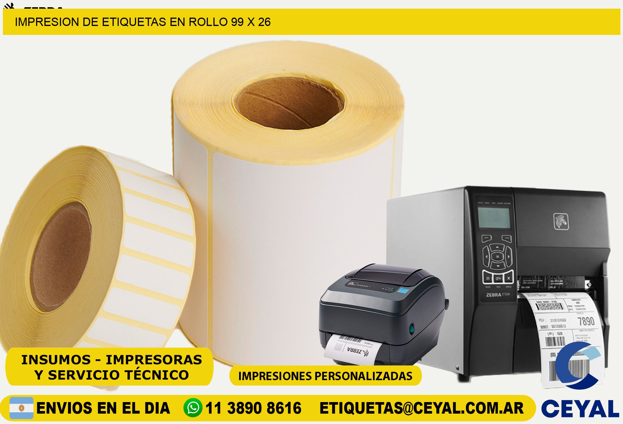 IMPRESION DE ETIQUETAS EN ROLLO 99 x 26