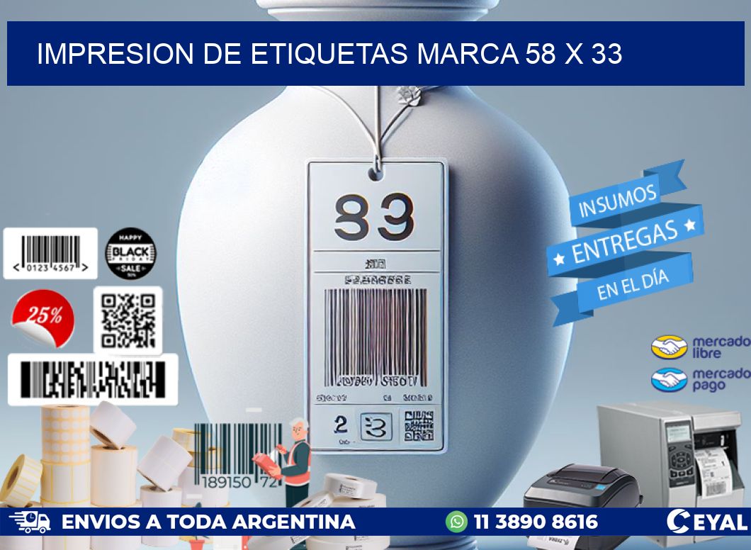 IMPRESION DE ETIQUETAS MARCA 58 x 33