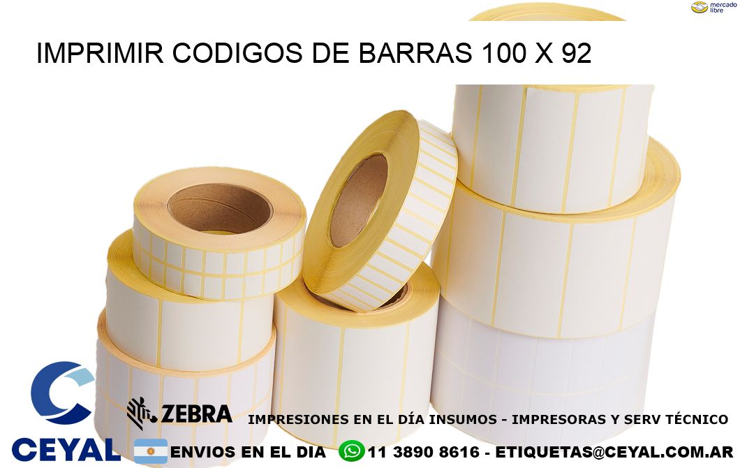 IMPRIMIR CODIGOS DE BARRAS 100 x 92