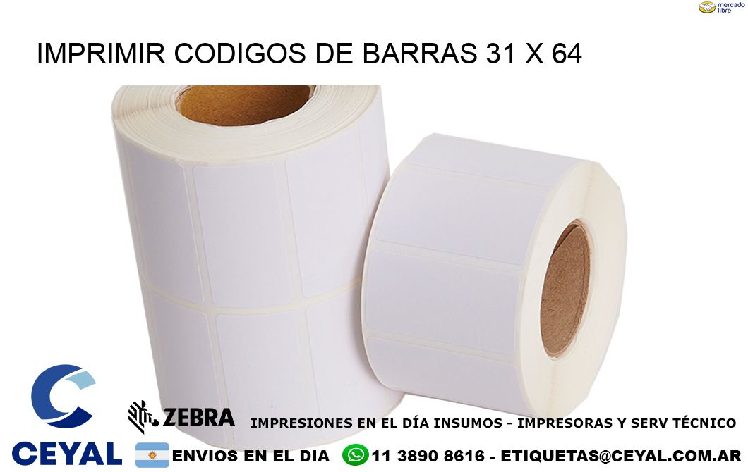 IMPRIMIR CODIGOS DE BARRAS 31 x 64