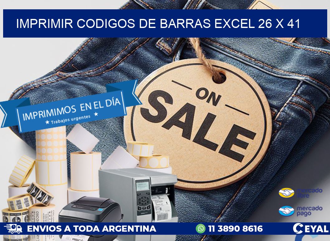 IMPRIMIR CODIGOS DE BARRAS EXCEL 26 x 41