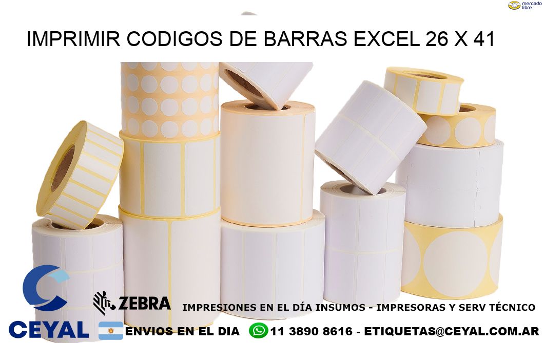 IMPRIMIR CODIGOS DE BARRAS EXCEL 26 x 41