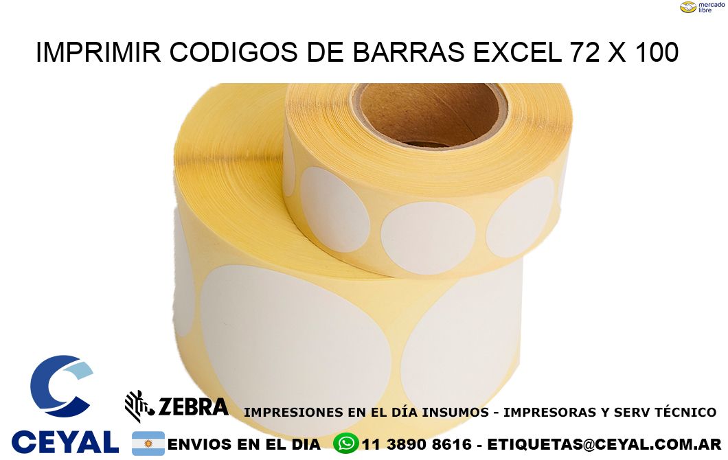 IMPRIMIR CODIGOS DE BARRAS EXCEL 72 x 100