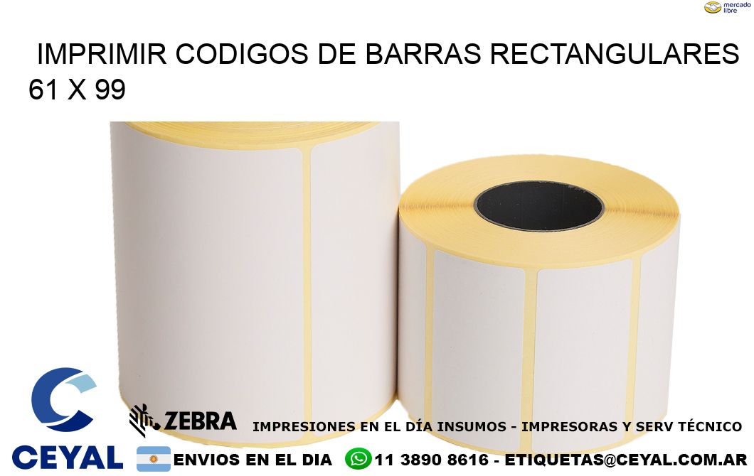 IMPRIMIR CODIGOS DE BARRAS RECTANGULARES 61 x 99