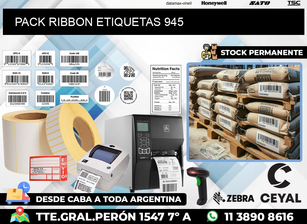 PACK RIBBON ETIQUETAS 945