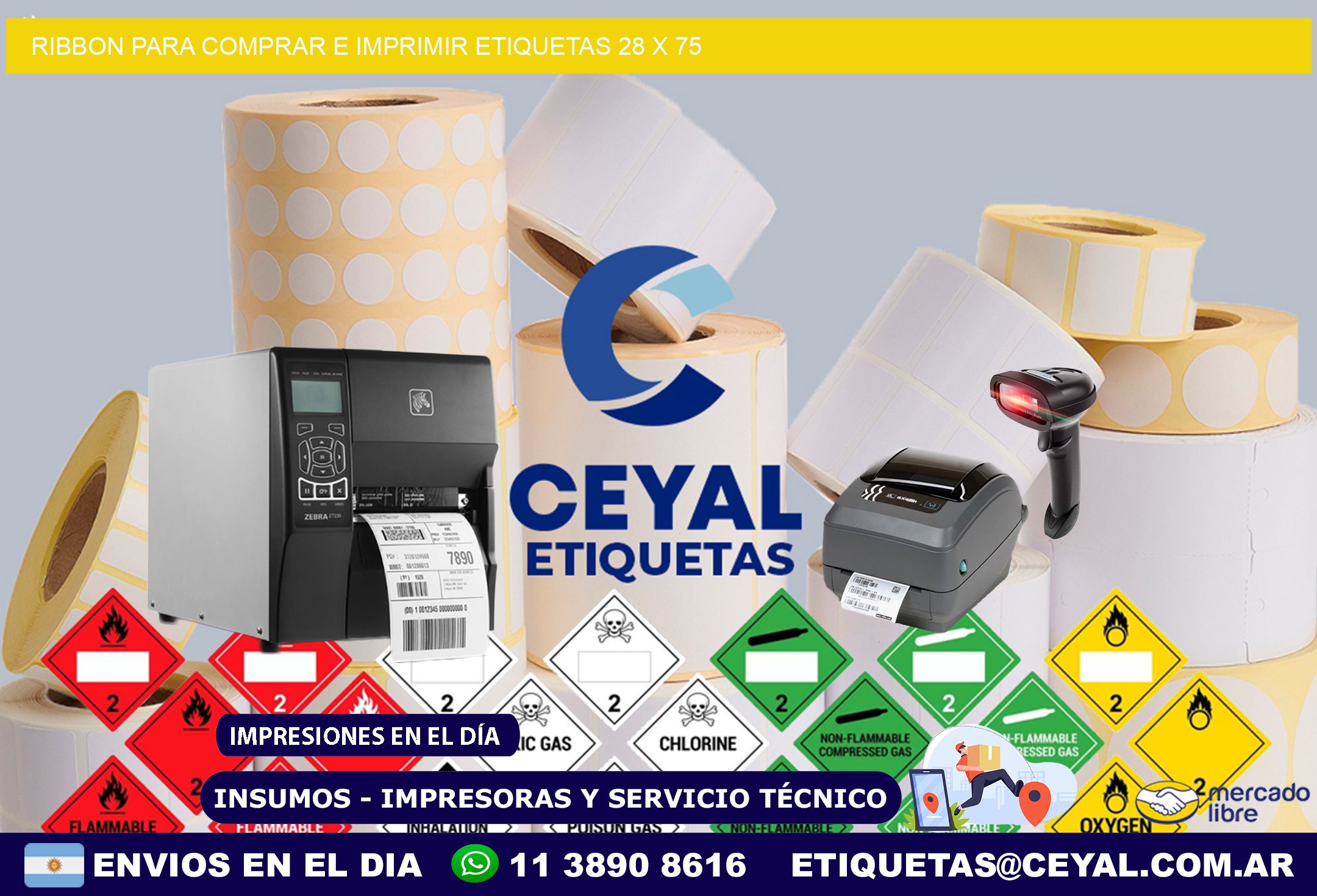 RIBBON PARA COMPRAR E IMPRIMIR ETIQUETAS 28 x 75