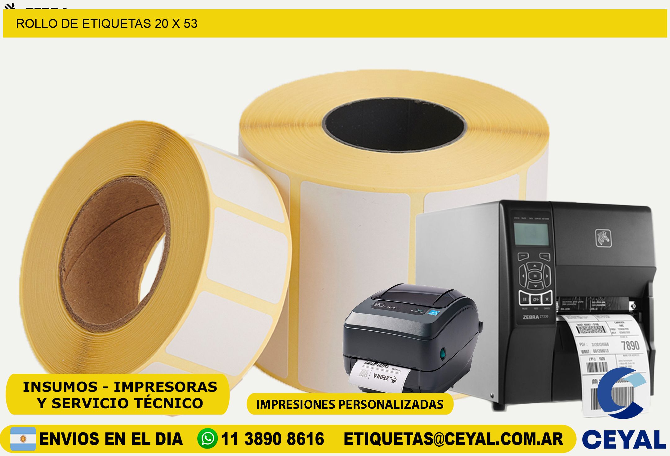 ROLLO DE ETIQUETAS 20 x 53
