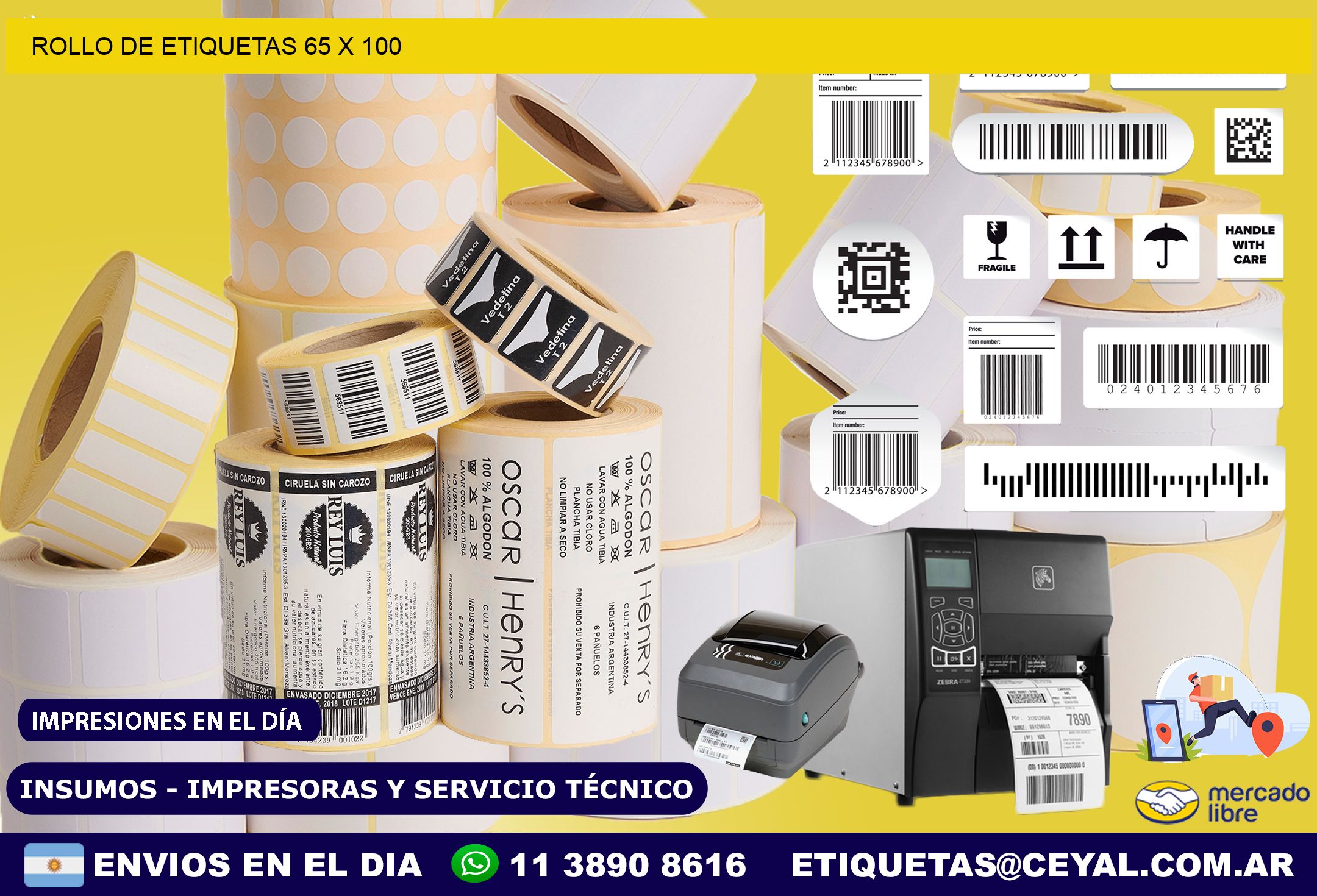 ROLLO DE ETIQUETAS 65 x 100