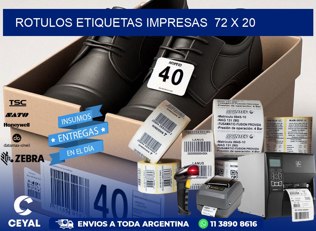 ROTULOS ETIQUETAS IMPRESAS  72 x 20
