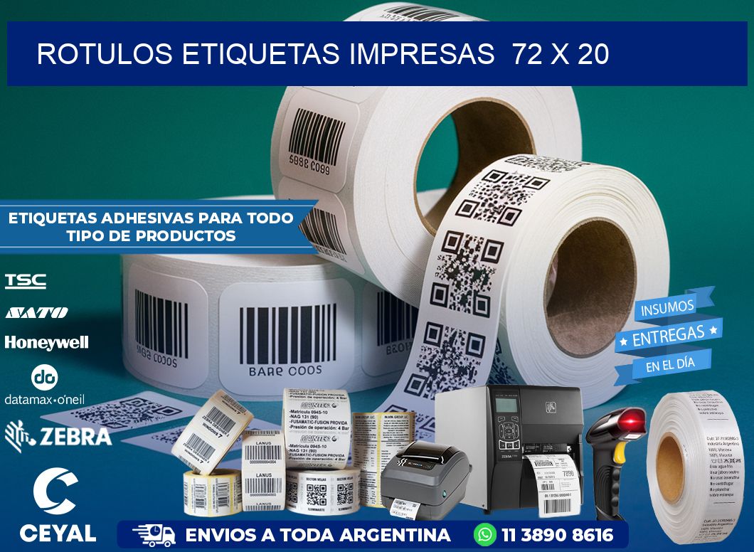 ROTULOS ETIQUETAS IMPRESAS  72 x 20