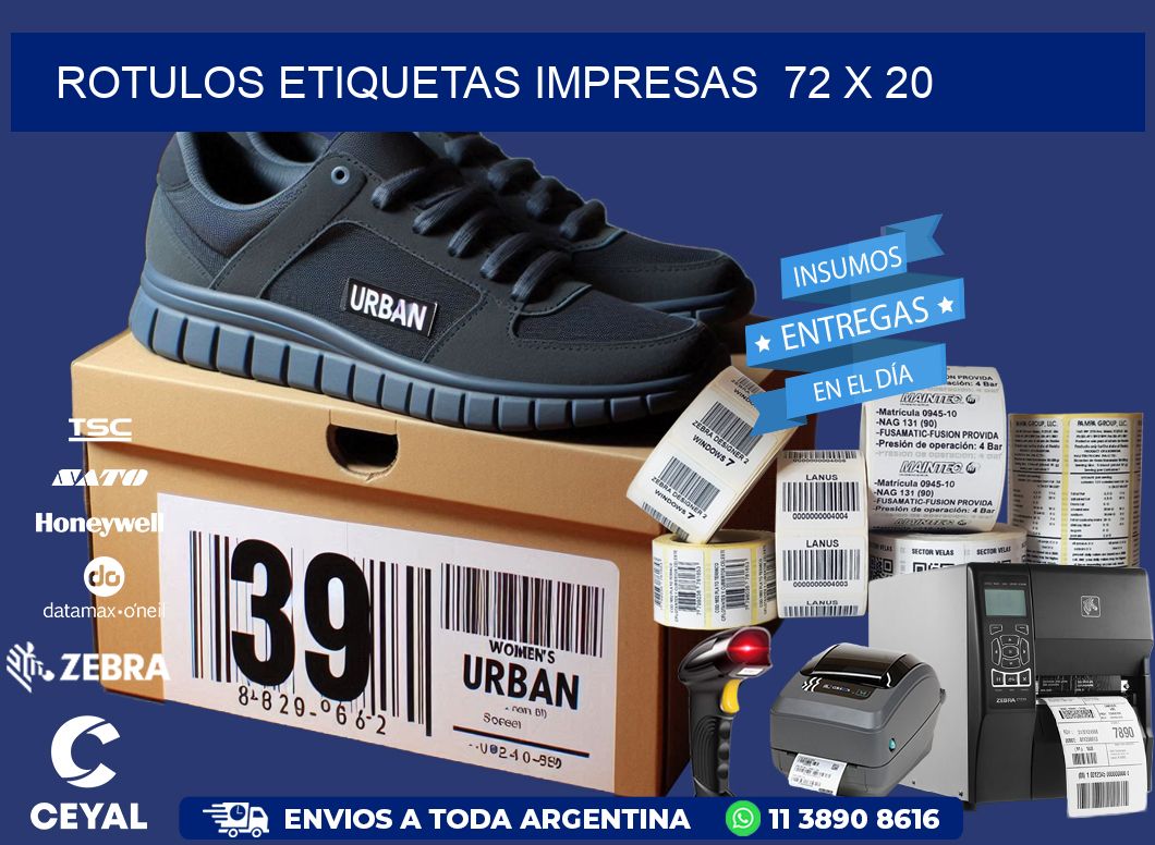 ROTULOS ETIQUETAS IMPRESAS  72 x 20