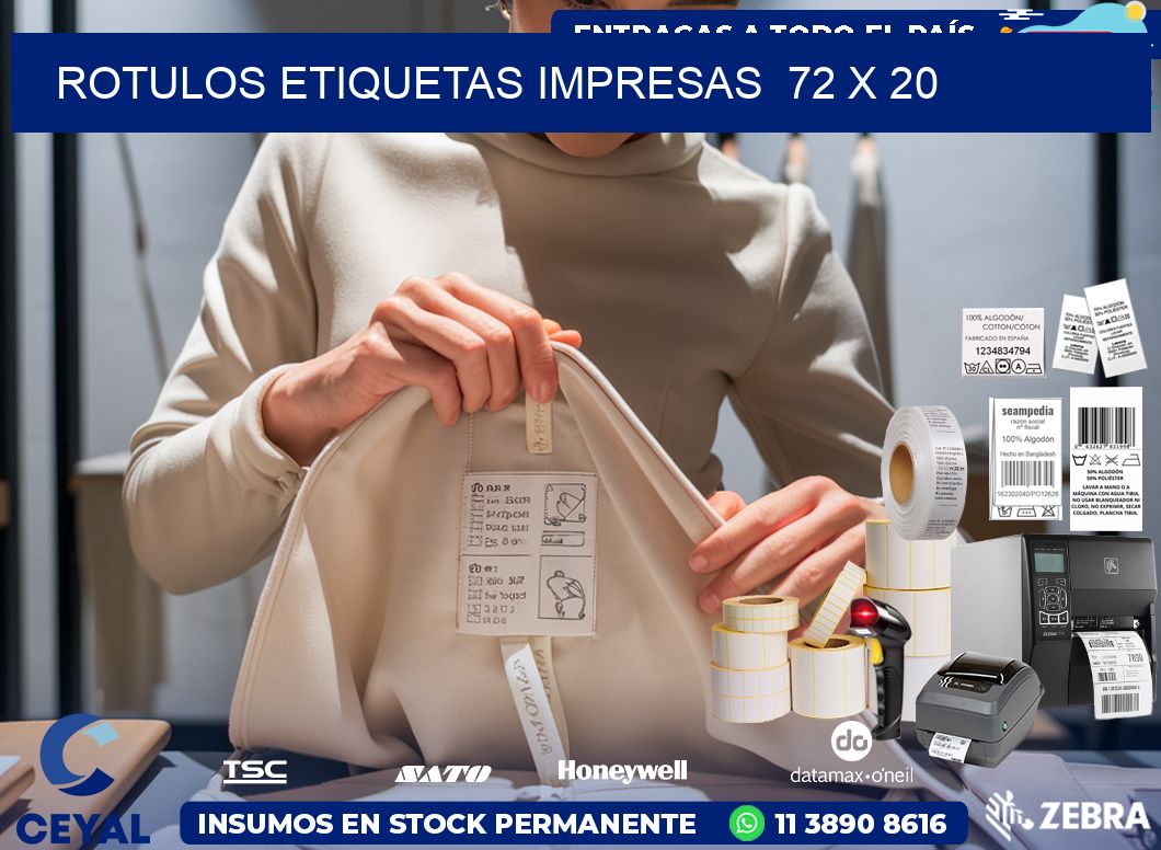 ROTULOS ETIQUETAS IMPRESAS  72 x 20