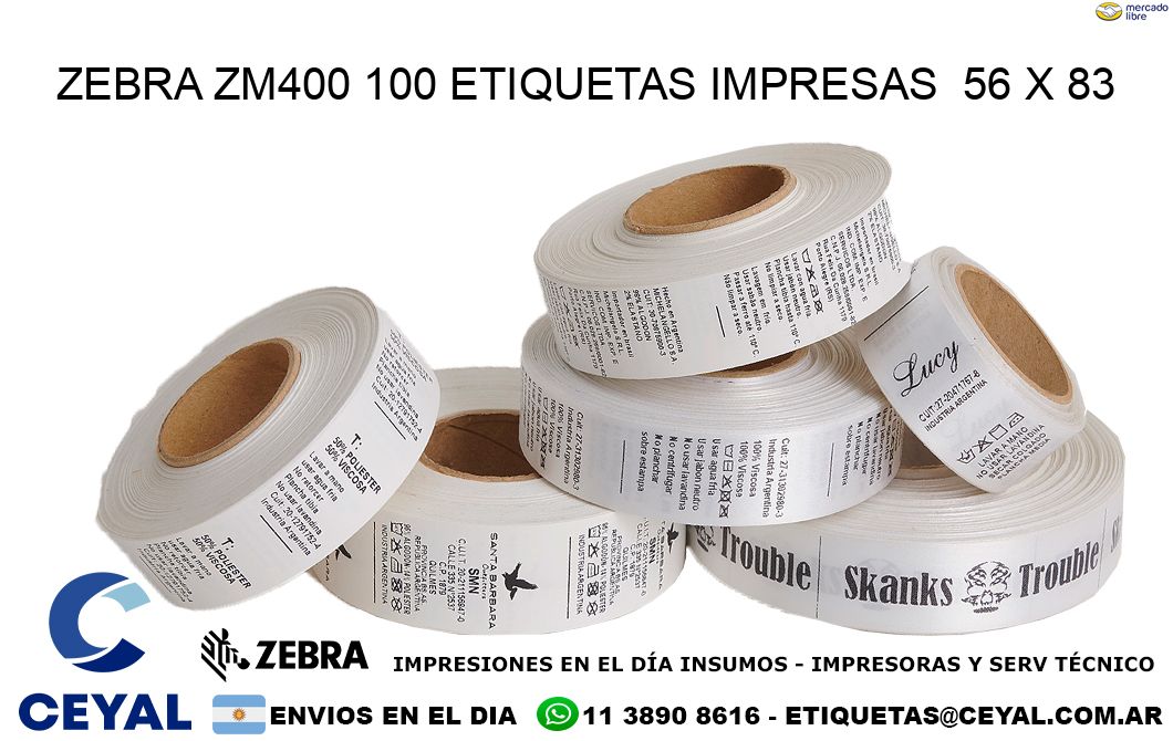 ZEBRA ZM400 100 ETIQUETAS IMPRESAS  56 x 83