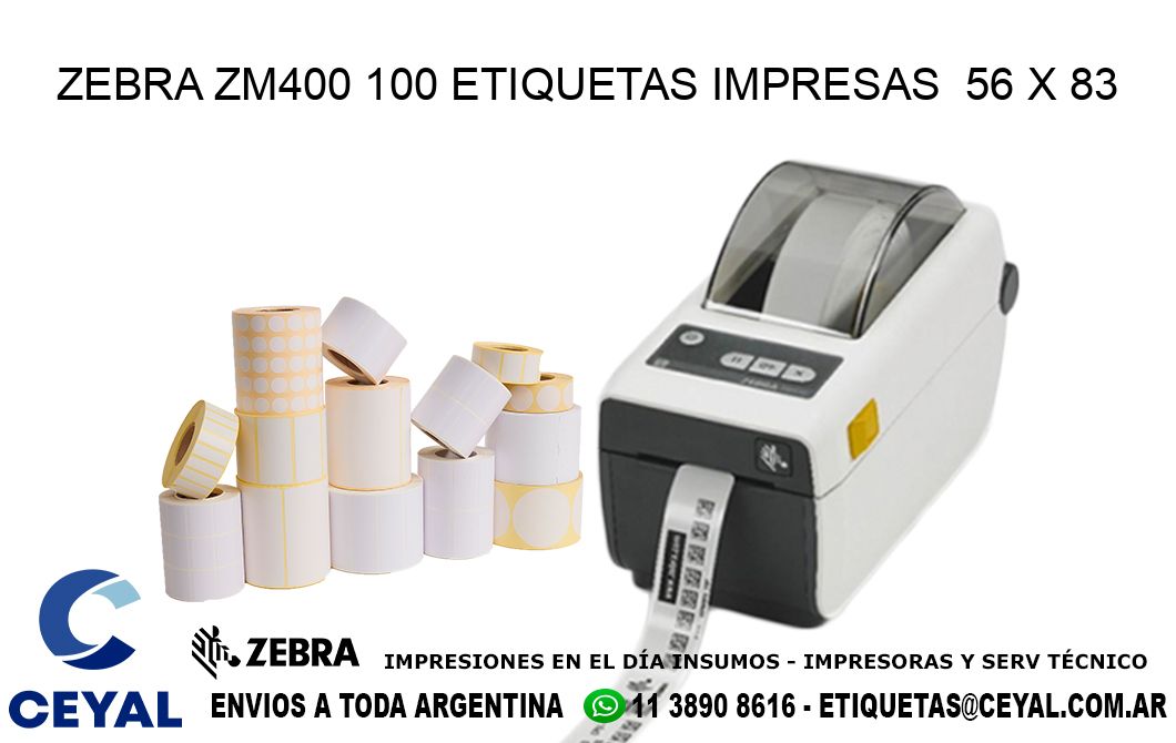 ZEBRA ZM400 100 ETIQUETAS IMPRESAS  56 x 83