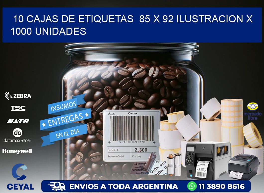10 CAJAS DE ETIQUETAS  85 x 92 ILUSTRACION X 1000 UNIDADES