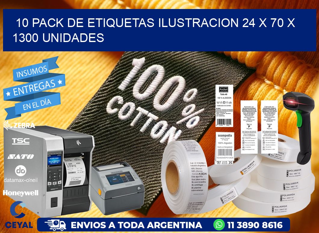 10 PACK DE ETIQUETAS ILUSTRACION 24 x 70 X 1300 UNIDADES