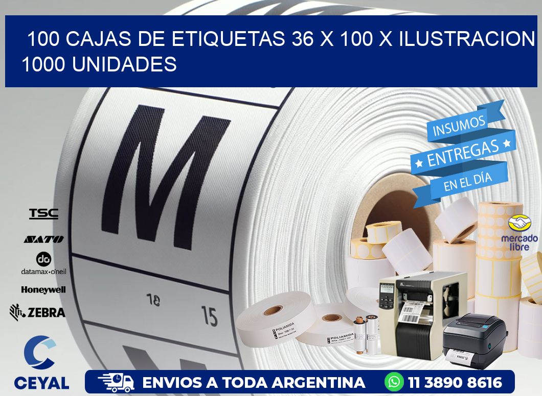 100 CAJAS DE ETIQUETAS 36 x 100 X ILUSTRACION 1000 UNIDADES