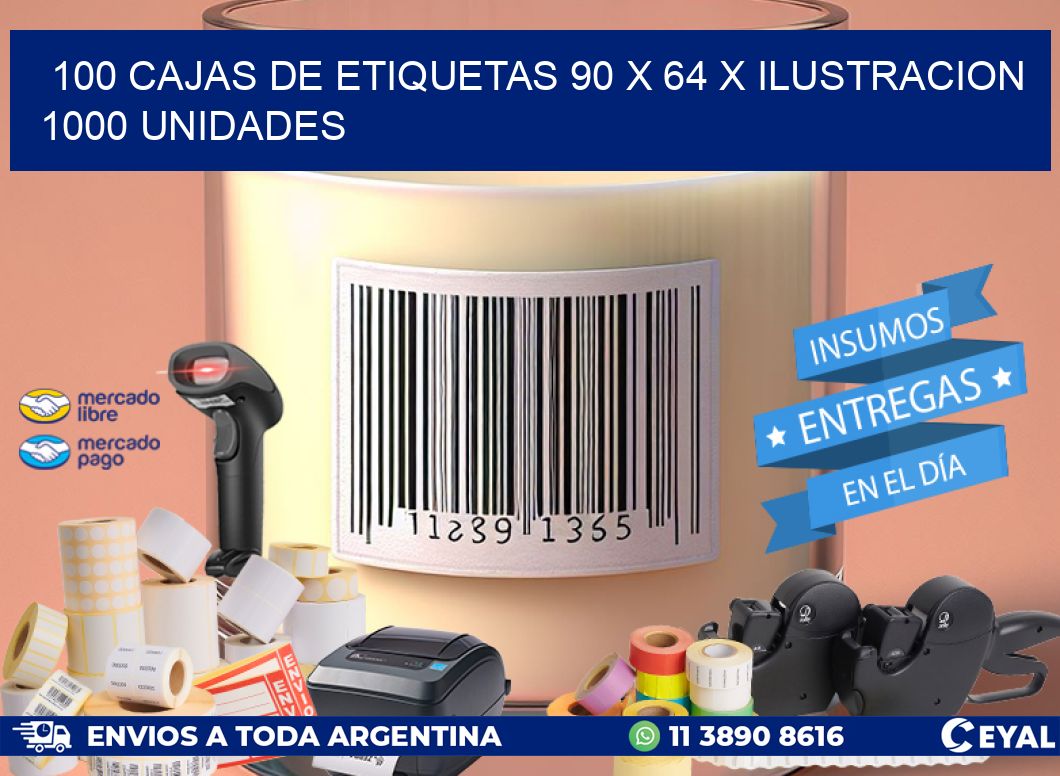 100 CAJAS DE ETIQUETAS 90 x 64 X ILUSTRACION 1000 UNIDADES