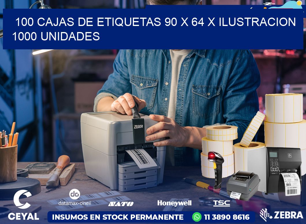 100 CAJAS DE ETIQUETAS 90 x 64 X ILUSTRACION 1000 UNIDADES