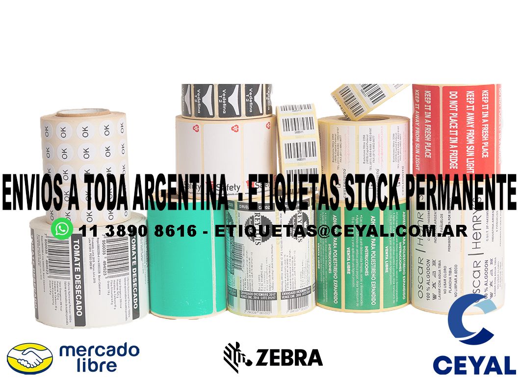 100 CAJAS DE ETIQUETAS TERMICAS 77 x 30 X 2500 UNIDADES