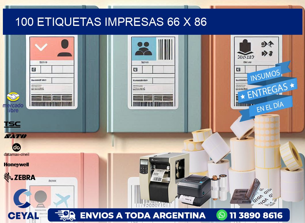 100 ETIQUETAS IMPRESAS 66 x 86