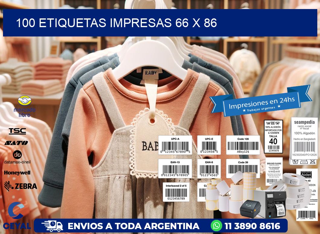 100 ETIQUETAS IMPRESAS 66 x 86