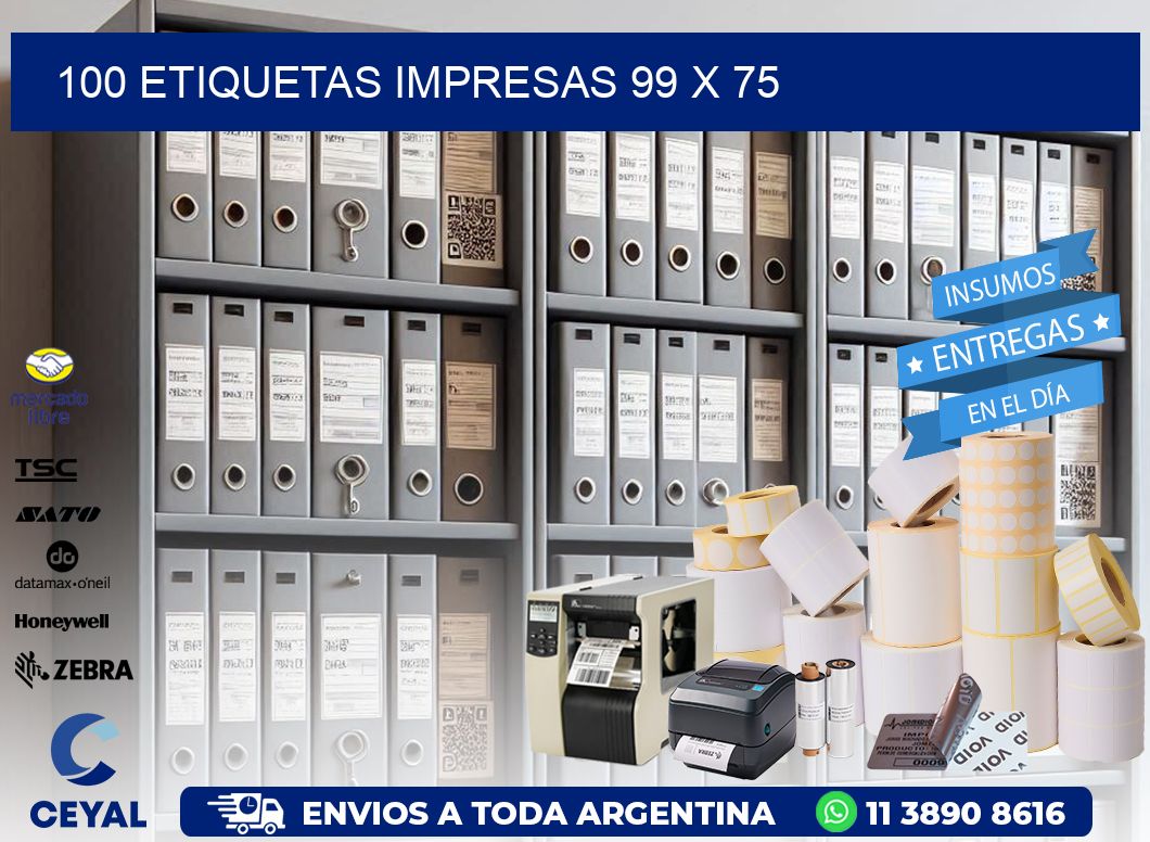 100 ETIQUETAS IMPRESAS 99 x 75