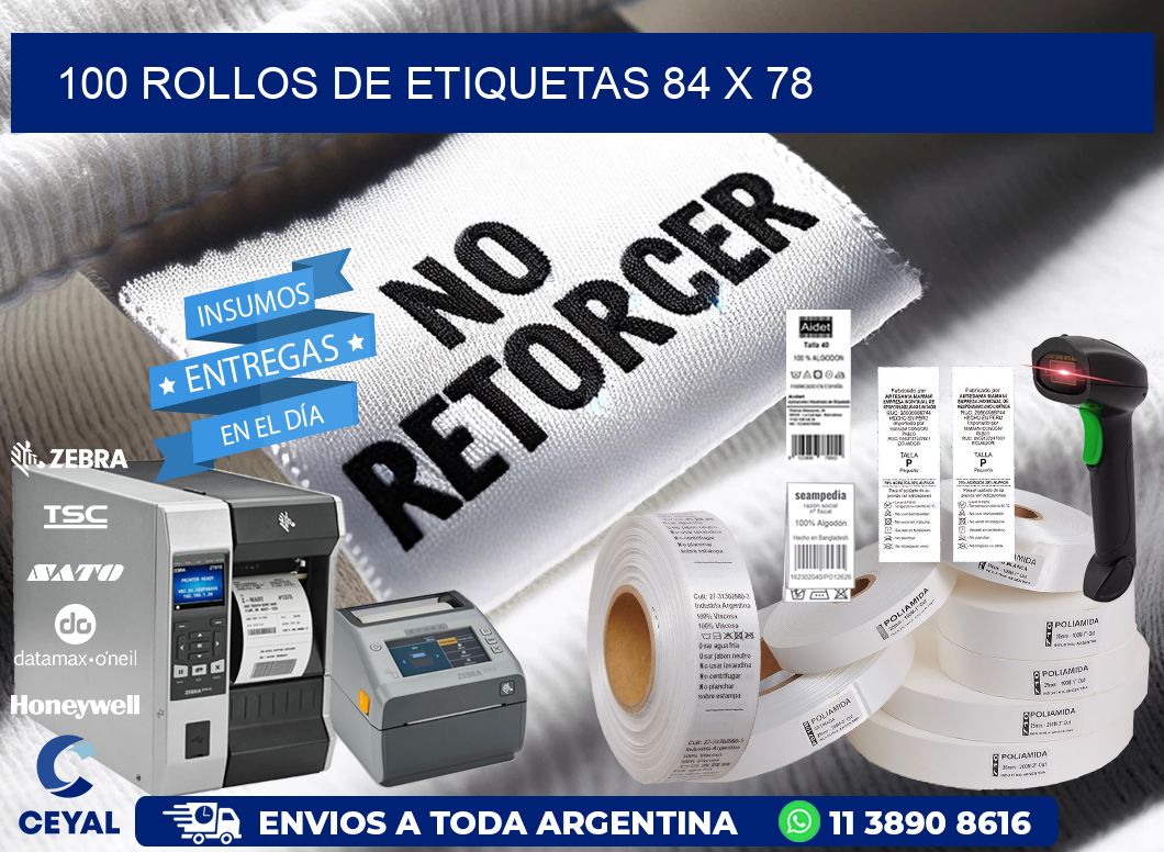 100 ROLLOS DE ETIQUETAS 84 x 78